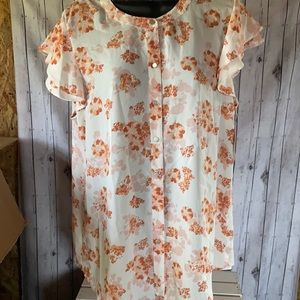 Women’s Flutter Sleeve Top Ophelia Roe Size L NWT